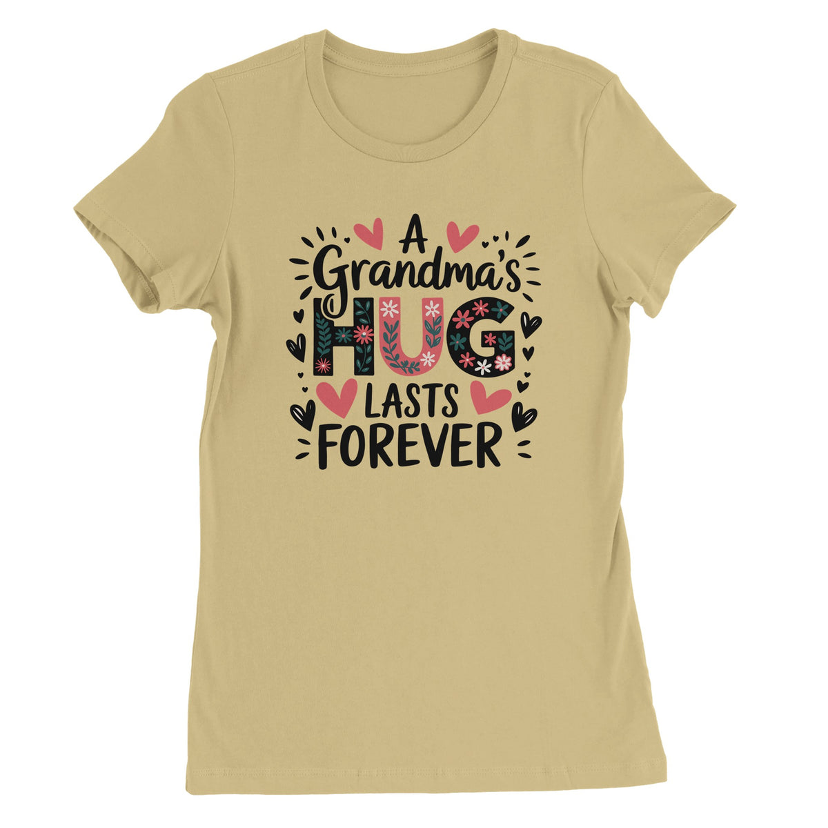 I Hug You Tee – Floral Bella + Canvas for Grandma - Soft Cream - T-Shirt