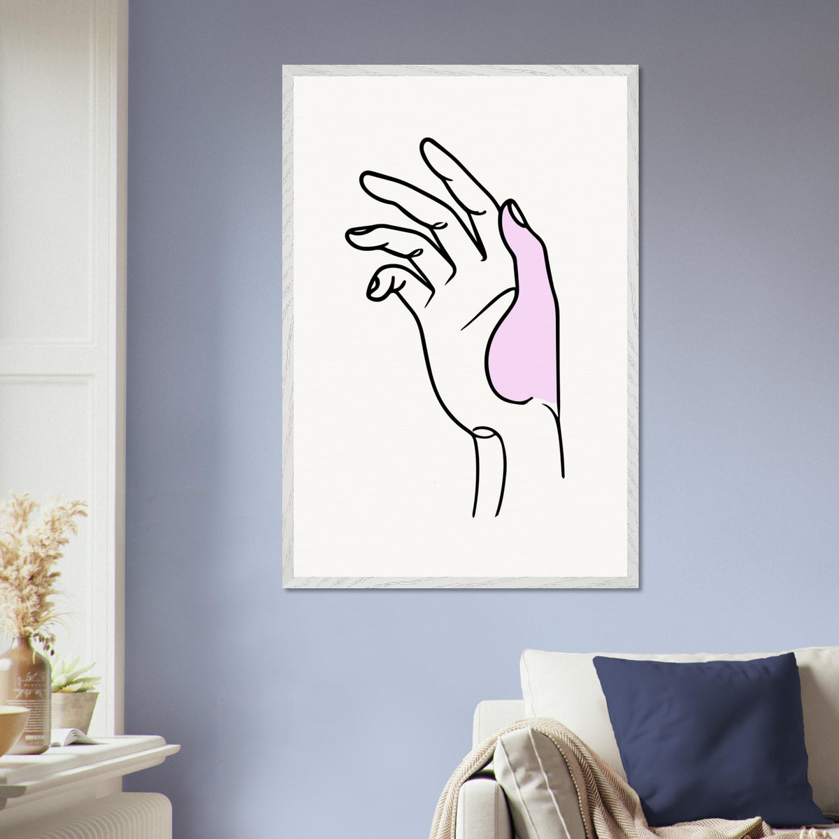 Gentle Expression - Hand Illustration in Premium Frame - 60x90 cm 24x36″ White frame - Wooden Framed Posters