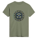 On the Open Road - Retired Trucker Tee - Light Olive - Print Material