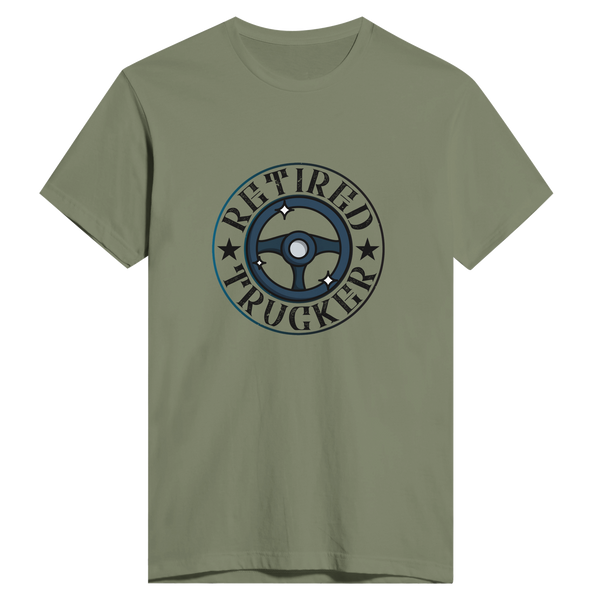 On the Open Road - Retired Trucker Tee - Light Olive - Print Material