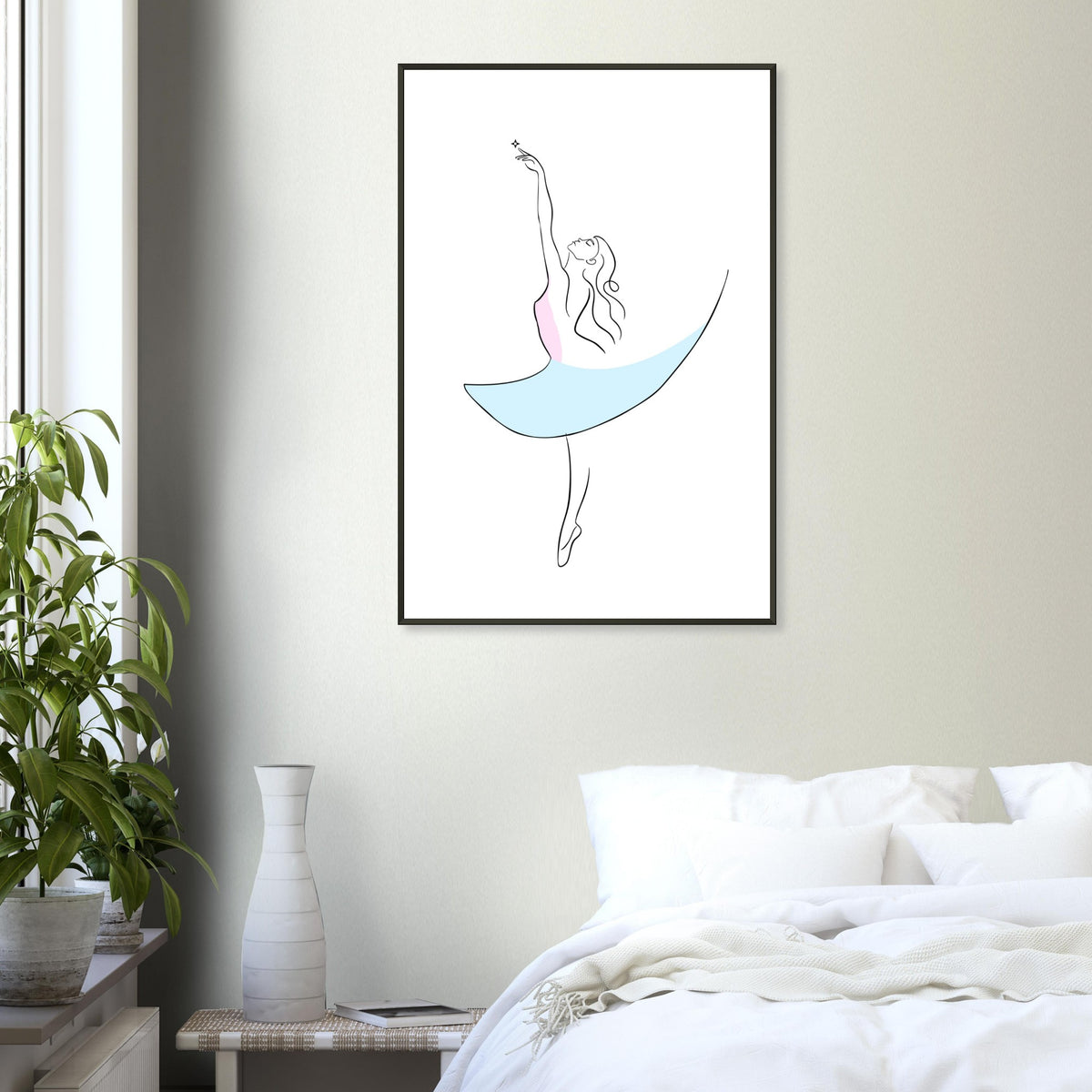 Graceful Dance - Minimalist Ballerina - - Metal Framed Posters