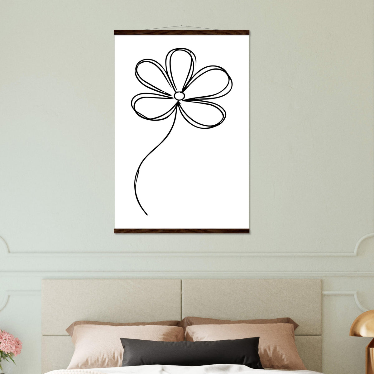 Sophisticated Minimalism - Magnetic Flower Poster - 60x90 cm 24x36″ Dark wood wall hanger - Posters With Hanger