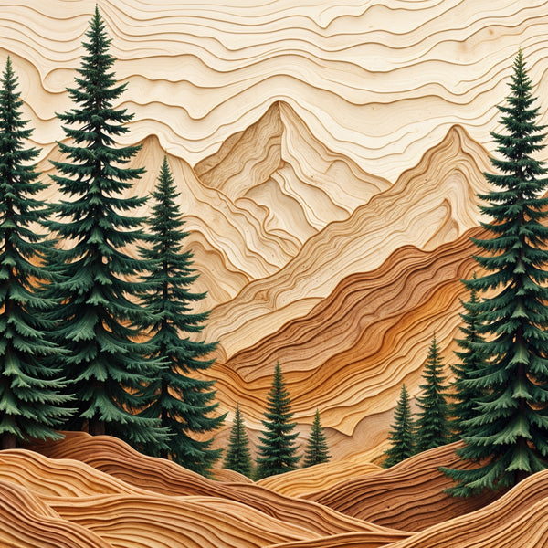 Layered Peaks - A Forest’s Story - 24x36 - Framed Posters