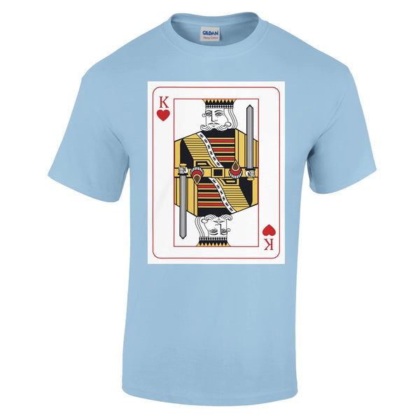 Playing Cards- K- Heavyweight Unisex Crewneck T-shirt - Light Blue M Hearts - Print Material