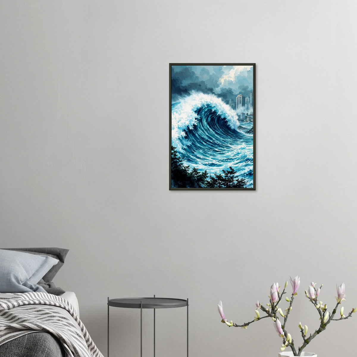 City & Tempest - Powerful Wave Art Print - 40x60 cm 16x24″ - Metal Framed Posters