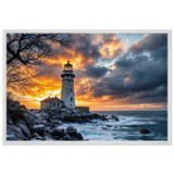 Framed Lighthouse Poster – Gift Nautical Nostalgia - - Wooden Framed Posters