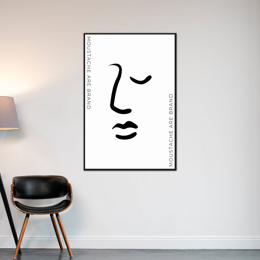 Modern Minimal - Moustache Design - 16x24 - Framed Posters