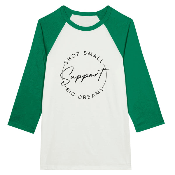 Whispering Dreams Unisex Raglan T-shirt - White and Kelly -