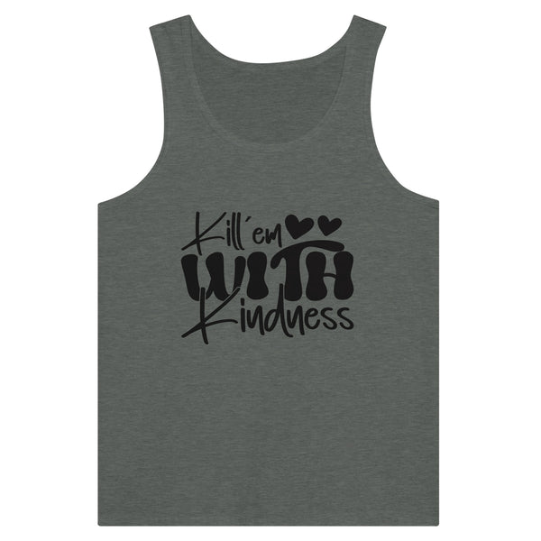 Kindness Command - 'Kill em WITH Kindness' Apparel - Deep Heather - Tank Tops