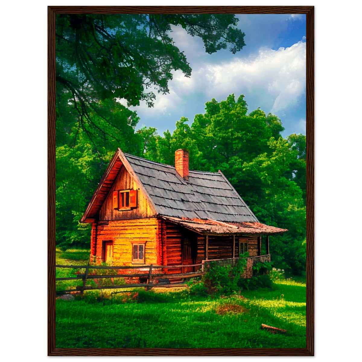 Peaceful Getaway - Framed Poster for Your Home - 45x60 cm 18x24″ Dark wood frame - Framed Posters