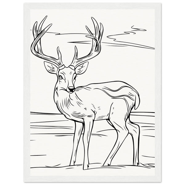 Elegance in Nature - Deer in Line - 30x40 cm 12x16″ White frame - Wooden Framed Posters