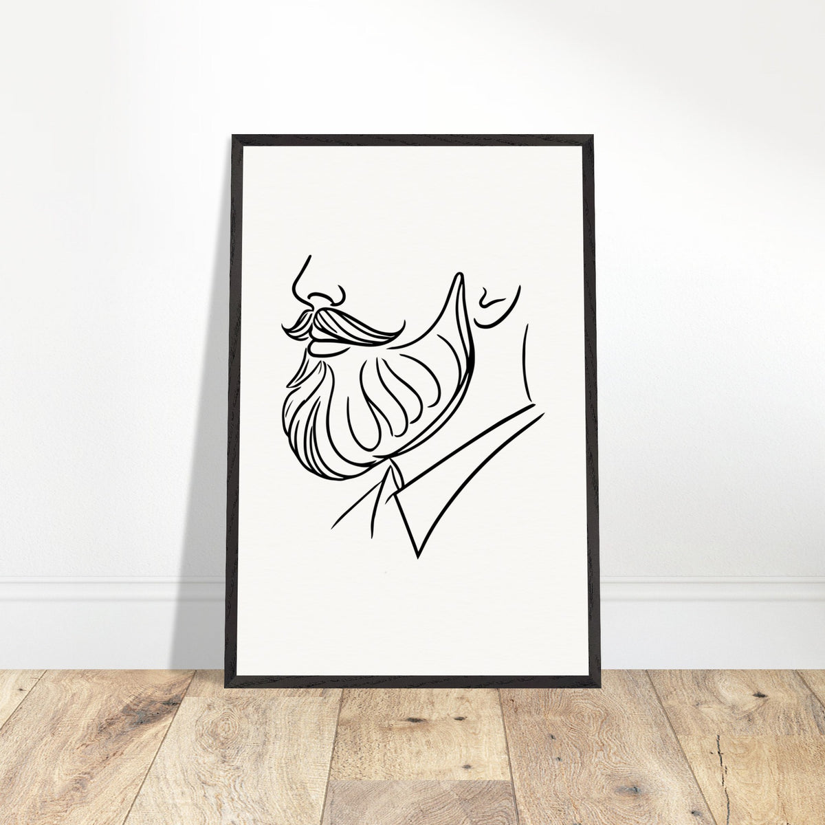 Beard and Bow - A Minimalist Tribute to Style - - Wooden Framed Posters