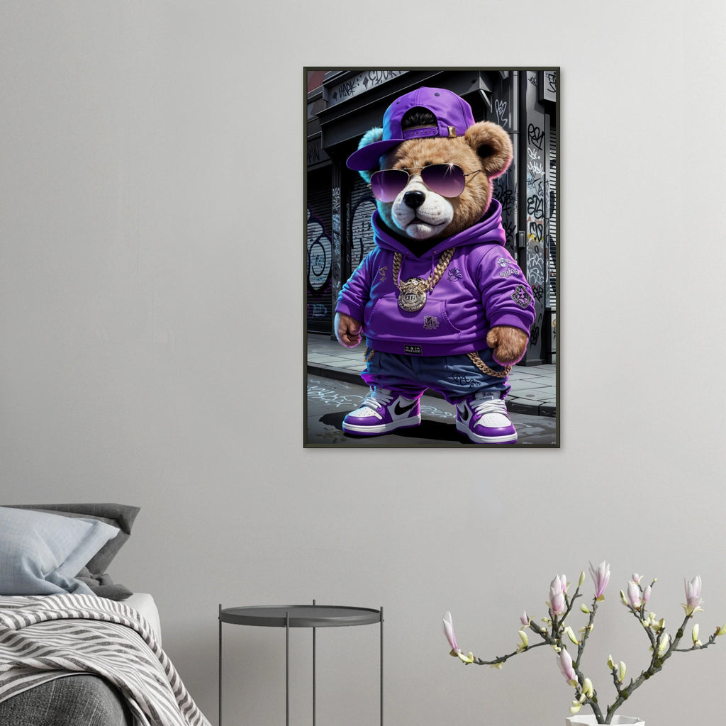 Street Style Bear Memory Art - Cool & Classic - 60x90 cm 24x36″ - Metal Framed Posters