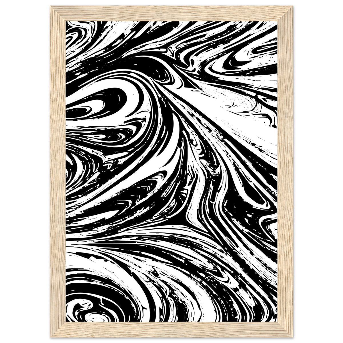 Black & White Swirl - Premium Matte Framed Poster - A4 21x29.7 cm 8x12″ Wood frame - Metal Framed Posters