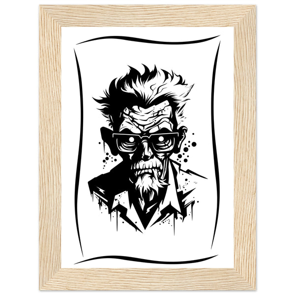 Edgy Artistry - Black and White Character - 13x18 cm 5x7″ Wood frame - Wooden Framed Posters