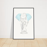 Sublime Serenity - Elephant in Pastel - 60x90 cm 24x36″ Black frame - Wooden Framed Posters