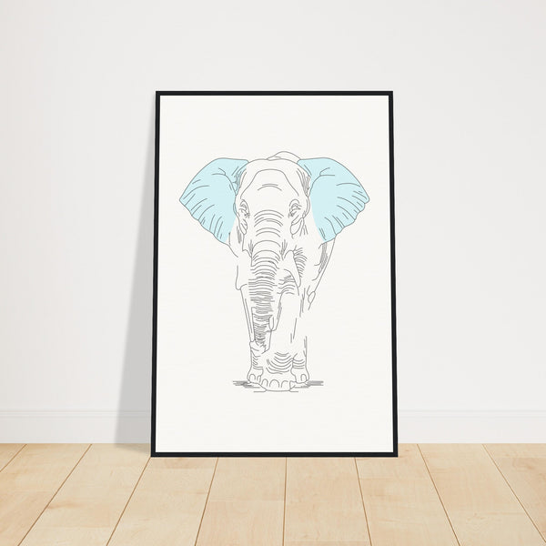 Sublime Serenity - Elephant in Pastel - 60x90 cm 24x36″ Black frame - Wooden Framed Posters