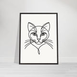 Timeless Cat Line Art - Natural Wood Framed Elegance - 60x80 cm 24x32″ Black frame - Wooden Framed Posters