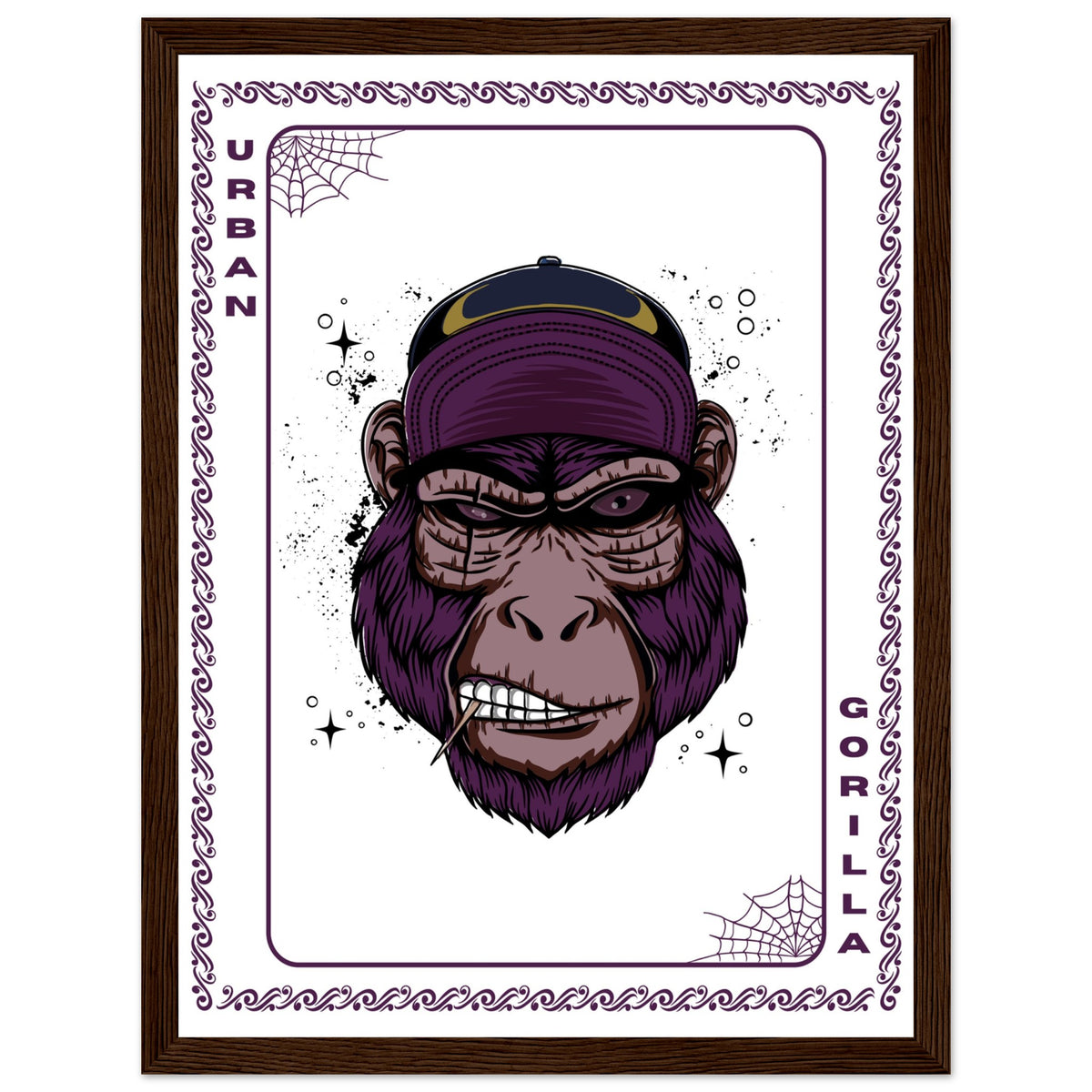 Elevate Your Decor - Steampunk, Funky, and Urban Gorilla Poster Set - 30x40 cm 12x16″ Dark wood frame Urban Gorilla - Wooden Framed Posters