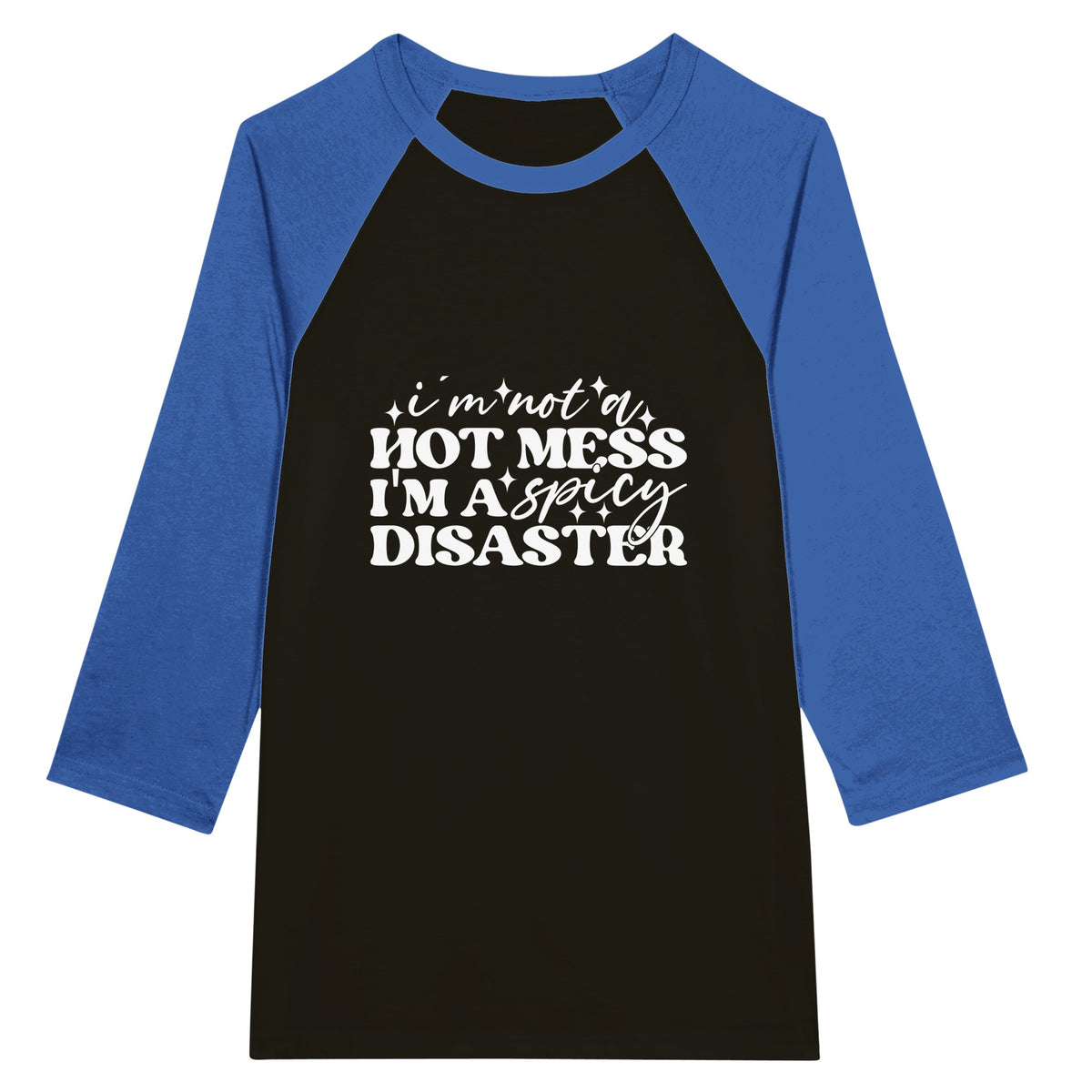 Spicy Disaster Unisex Raglan T-Shirt - Black and True Royal -