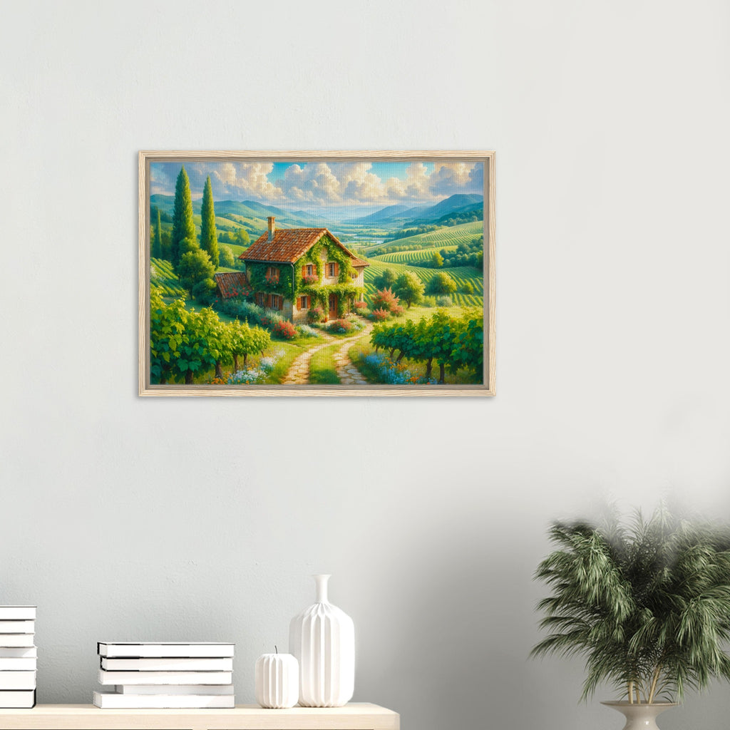 Tuscan Dream - Cozy Cottage in Rolling Hills - - Framed Canvas