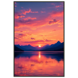 Sunset Lake Poster Gift for Peace Lovers - - Metal Framed Posters