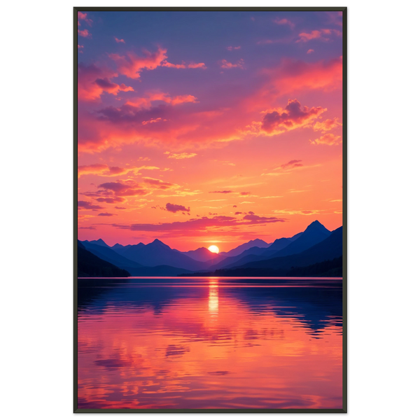Sunset Lake Poster Gift for Peace Lovers - - Metal Framed Posters