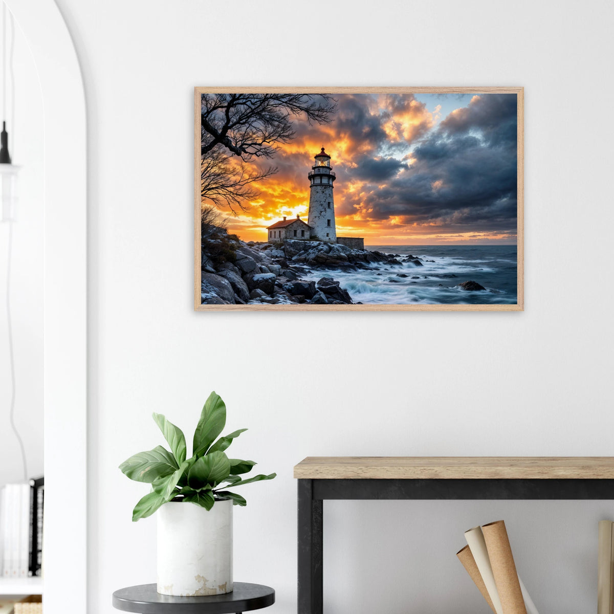 Framed Lighthouse Poster – Gift Nautical Nostalgia - Wood frame - Wooden Framed Posters