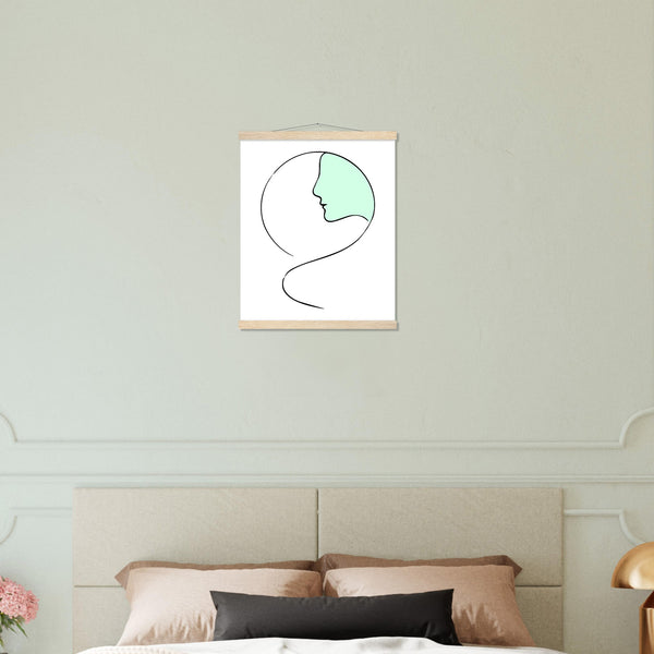 Serenity in Simplicity - Minimalist Face Art Poster - 40x50 cm 16x20″ Natural wood wall hanger - Posters With Hanger