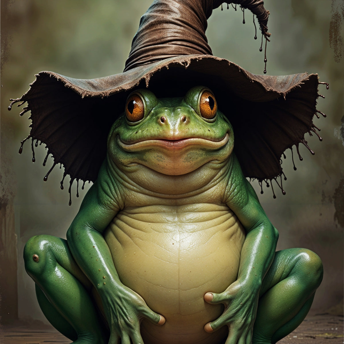 Enchanted Frog in Witch’s Hat - 24x36 - Framed Posters