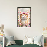 Blissful Bloom - Kitten with Flower Crown Framed Print - 40x60 cm 16x24″ - Metal Framed Posters