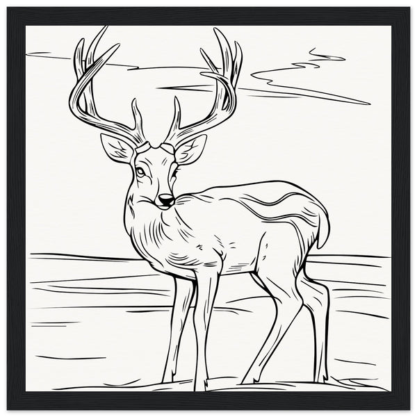 Elegance in Nature - Deer in Line - 30x30 cm 12x12″ Black frame - Wooden Framed Posters