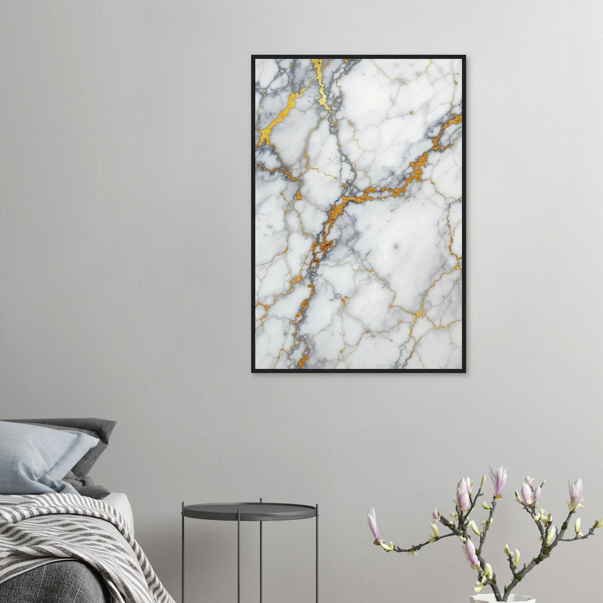 Gilded Marble - Luxury Texture Framed Poster - 60x90 cm 24x36″ Black frame - Wooden Framed Posters