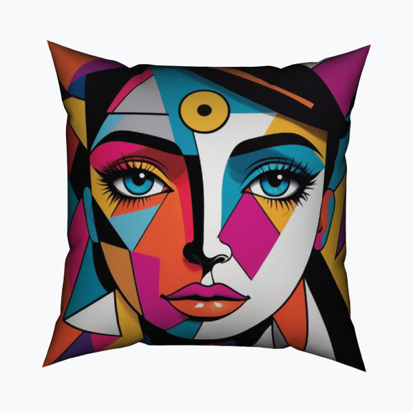 Cubist Chic - Striking Face Design Cushion - - Cushions