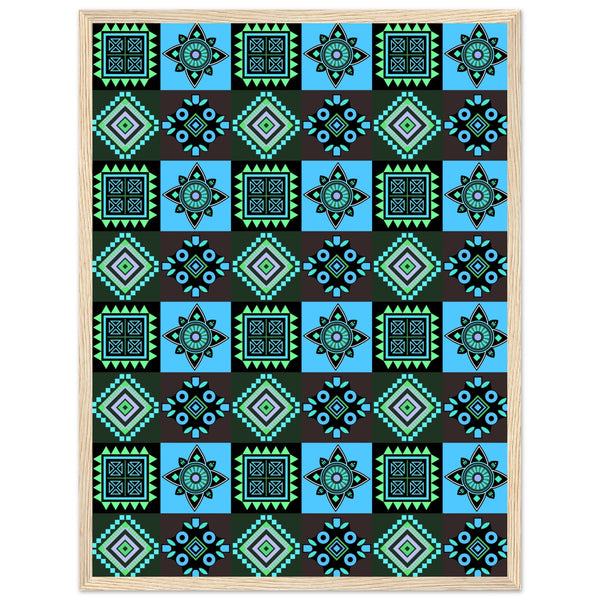 Symmetry in Blue - Luxurious Framed Print - 45x60 cm 18x24″ Wood frame - Wooden Framed Posters