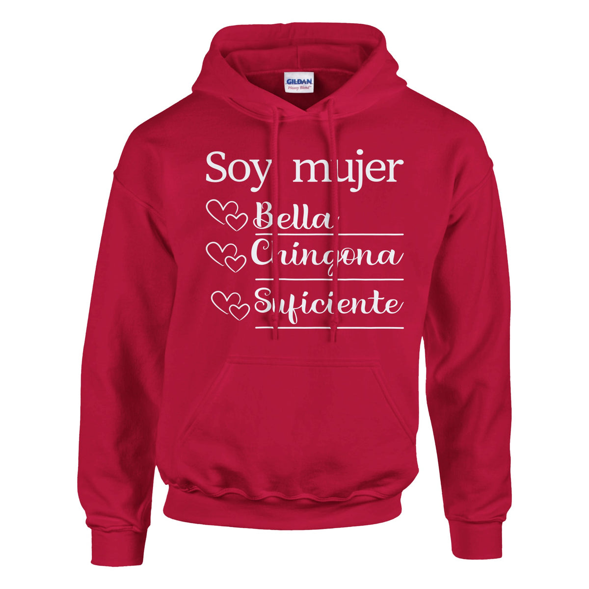 Confidence & Comfort - 'Soy Mujer Bella Chingona Suficiente' - Red - Hoodies