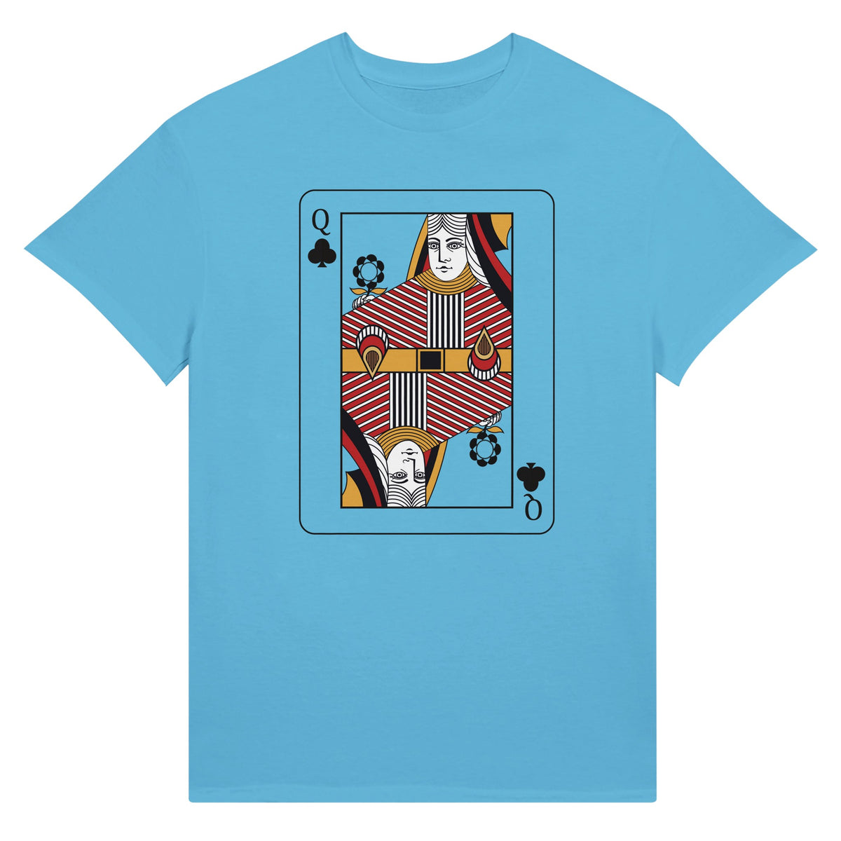 Playing Cards- Q- Ultra Cotton Unisex Crewneck T-shirt - Sky S Clubs - Print Material