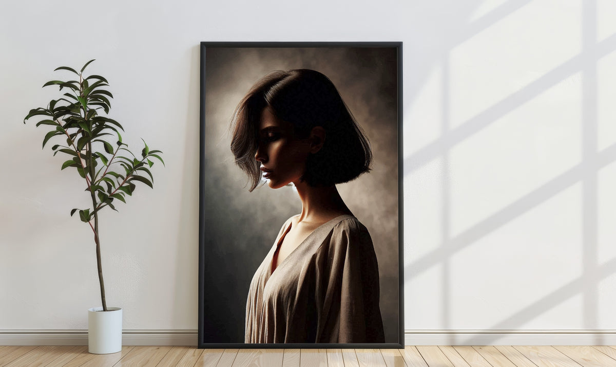 Silent Contemplation in Shadows - - Canvas