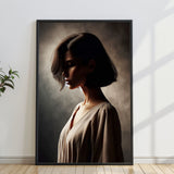 Silent Contemplation in Shadows - - Canvas