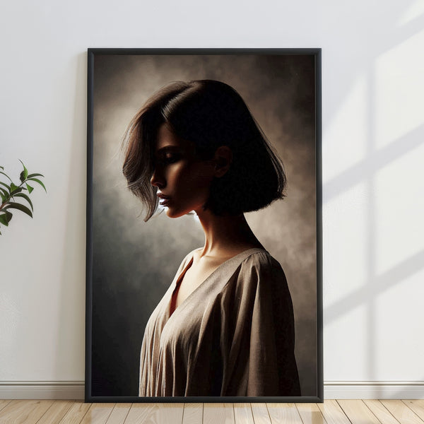 Silent Contemplation in Shadows - - Canvas