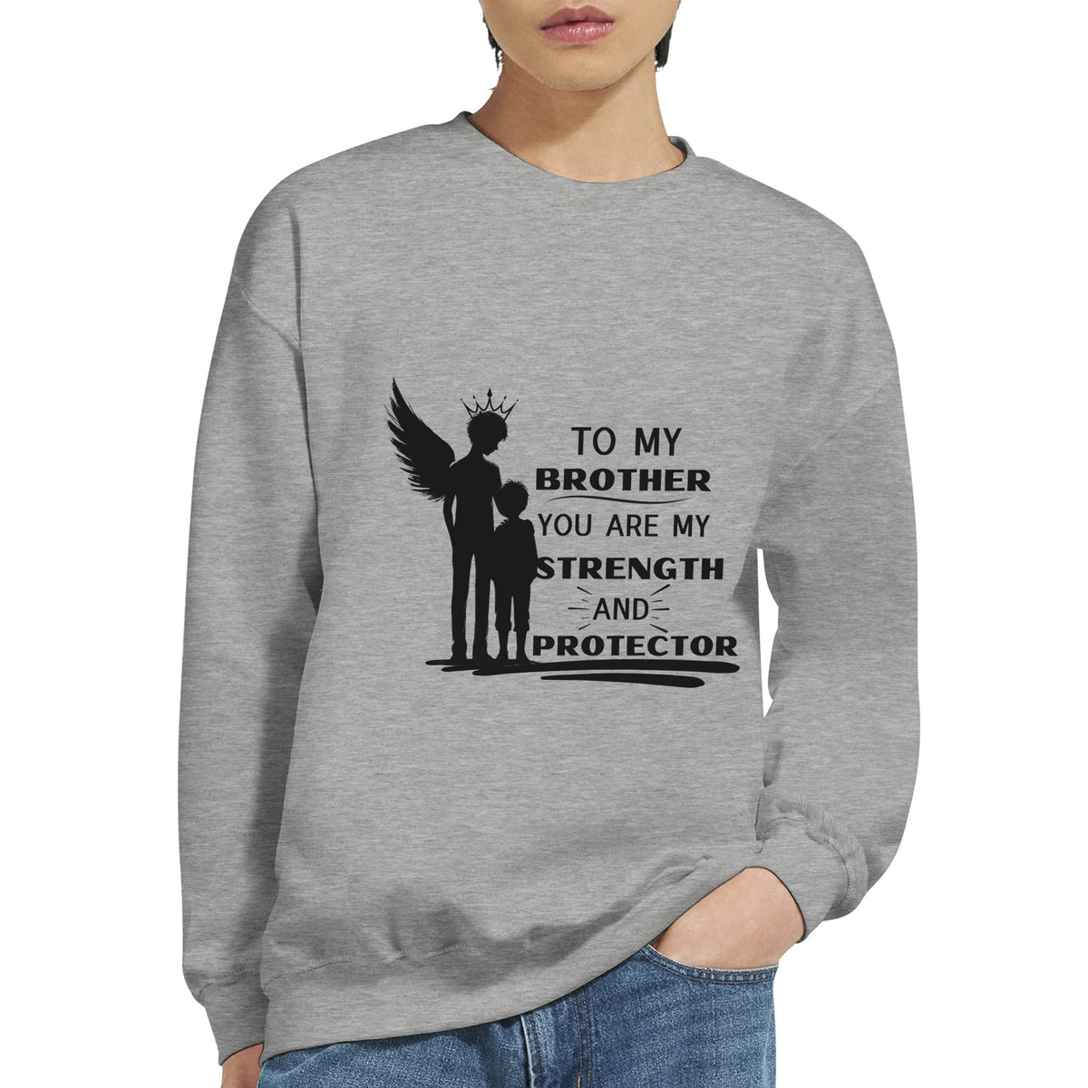 Brotherly Guardian - Angel Wings Sweatshirt - Ash - Sweatshirts