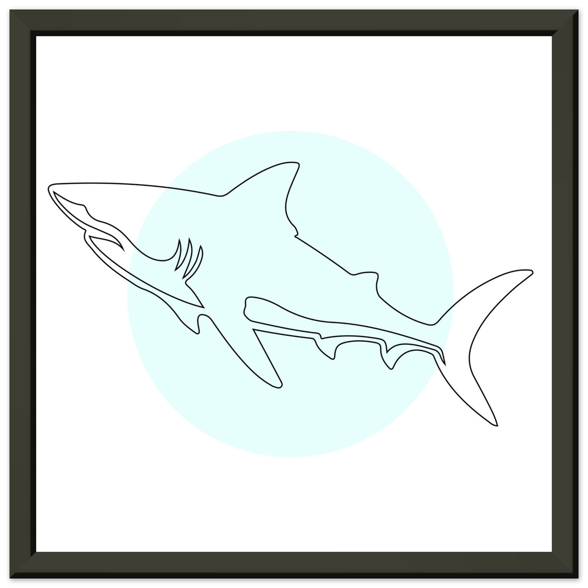 Majestic Shark - Minimalist Line Art - 30x30 cm 12x12″ - Metal Framed Posters