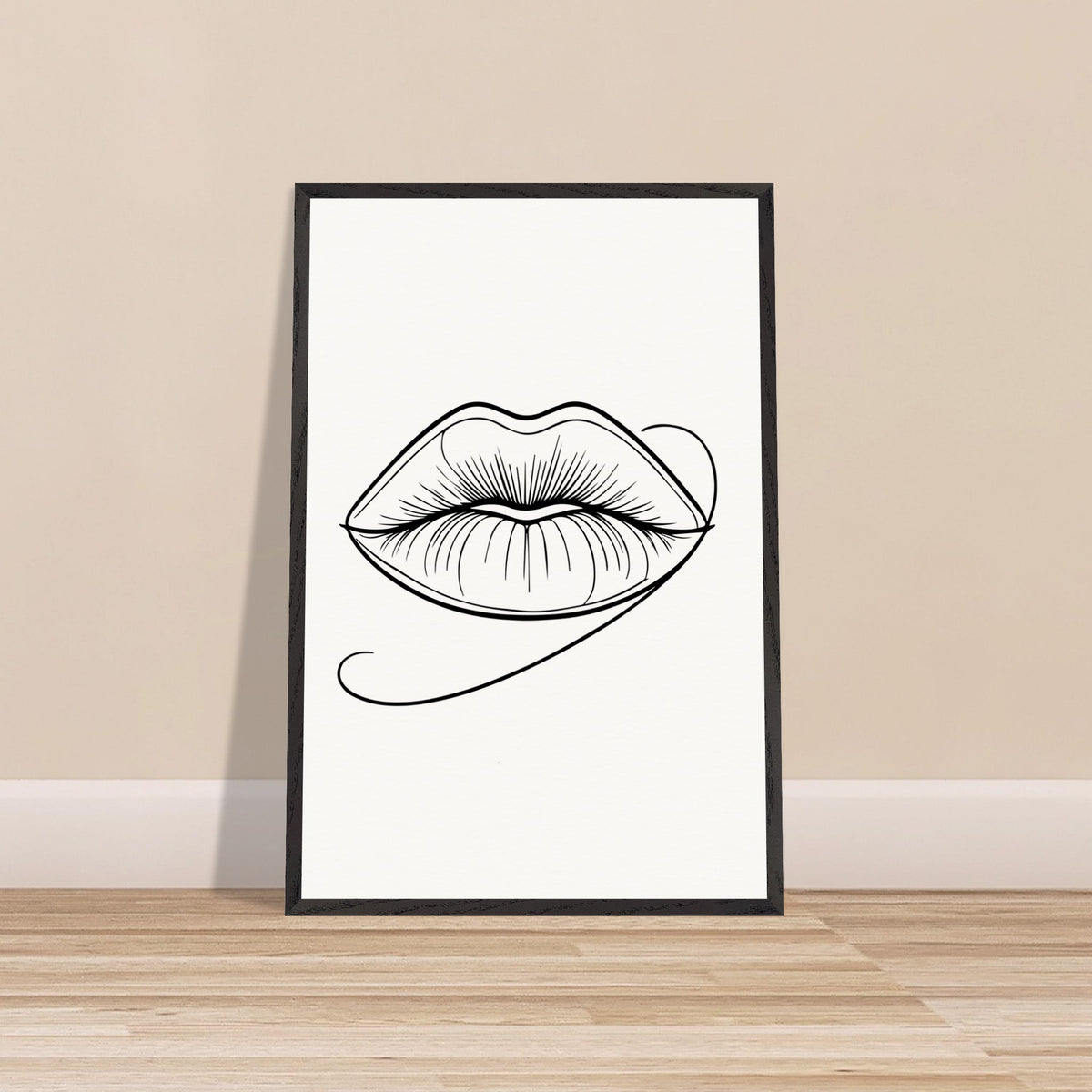 Natural Beauty - Framed Lips Artwork on Matte Paper - - Wooden Framed Posters