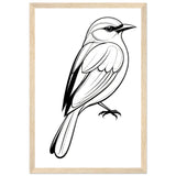 Serenity in Lines - Framed Bird Poster - 30x45 cm 12x18″ Wood frame - Framed Posters