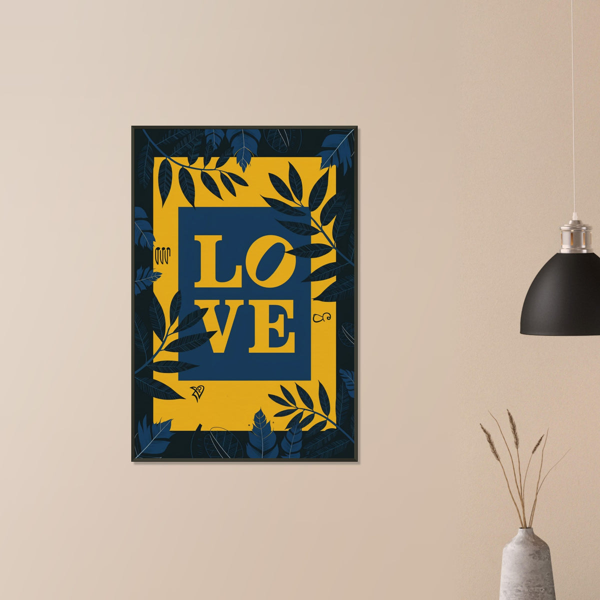 Leafy LOVE - Vibrant Contrast Wall Art - - Framed Poster