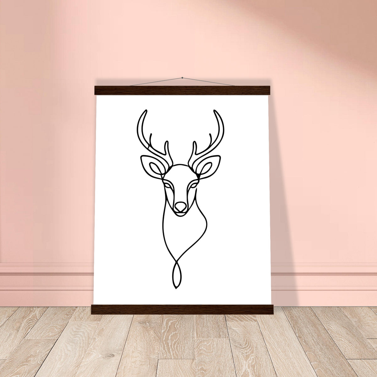 Graceful Lines - Deer Design for Contemporary Spaces - 40x50 cm 16x20″ Dark wood wall hanger - Posters With Hanger