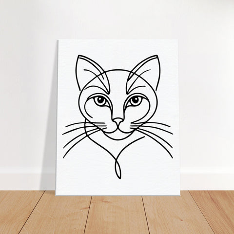 Image of Silent Purr - Sleek Cat Line Drawing on Canvas