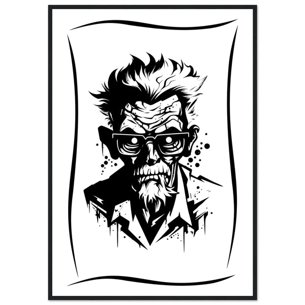 Edgy Artistry - Black and White Character - 70x100 cm 28x40″ Black frame - Wooden Framed Posters