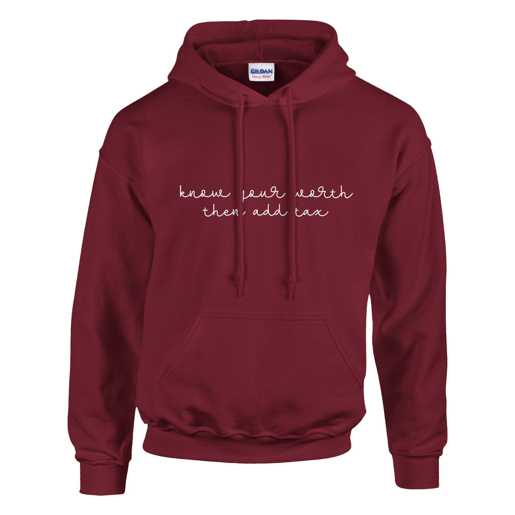 Empowerment in Every Stitch - Know Your Worth Hoodie - Garnet - Hoodies