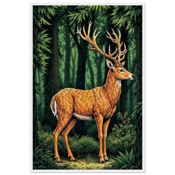 Timeless Beauty - Deer in the Forest Framed Print - - Framed Posters